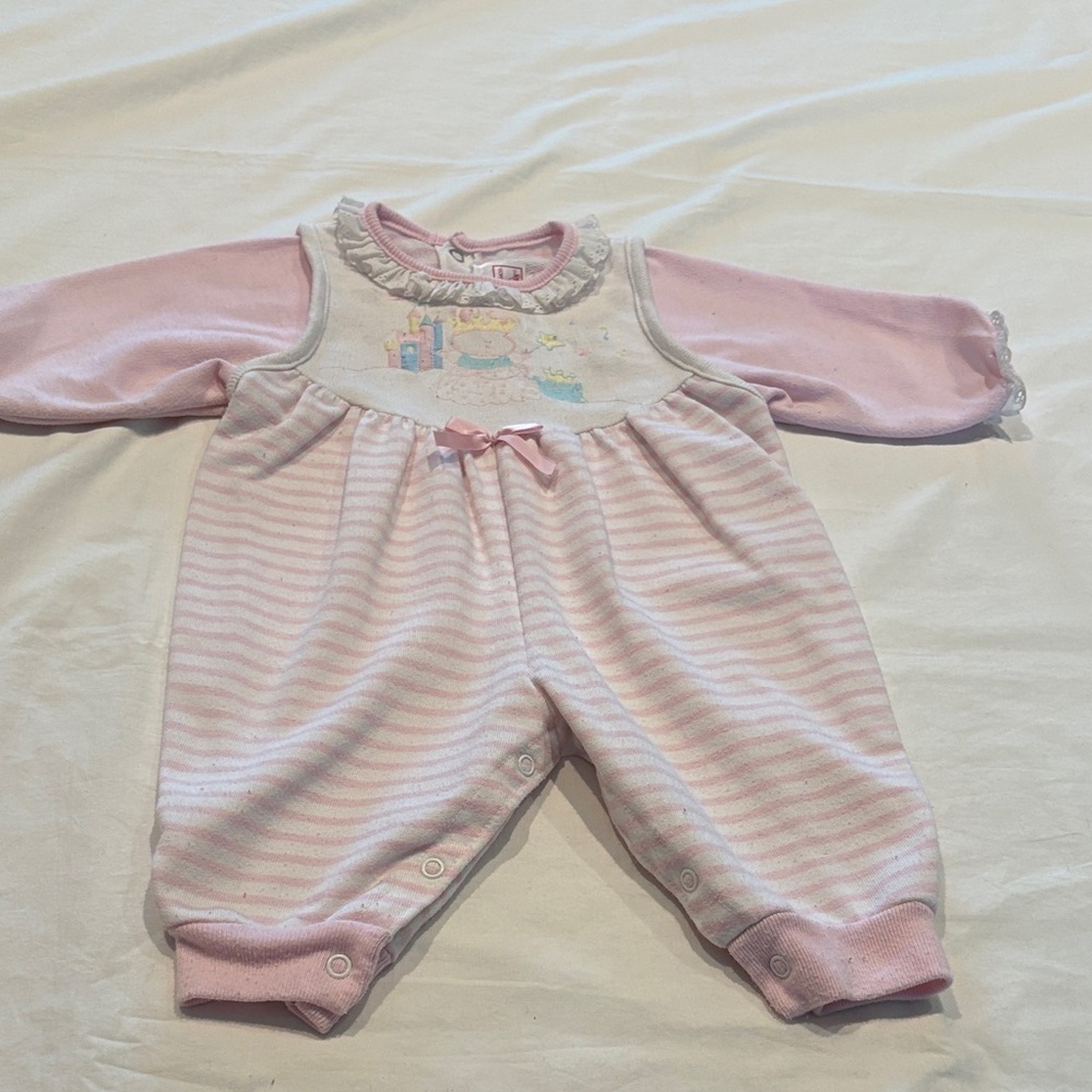 Buster Brown Pink and White Baby Onesie. 3-6 Mos. Y2K